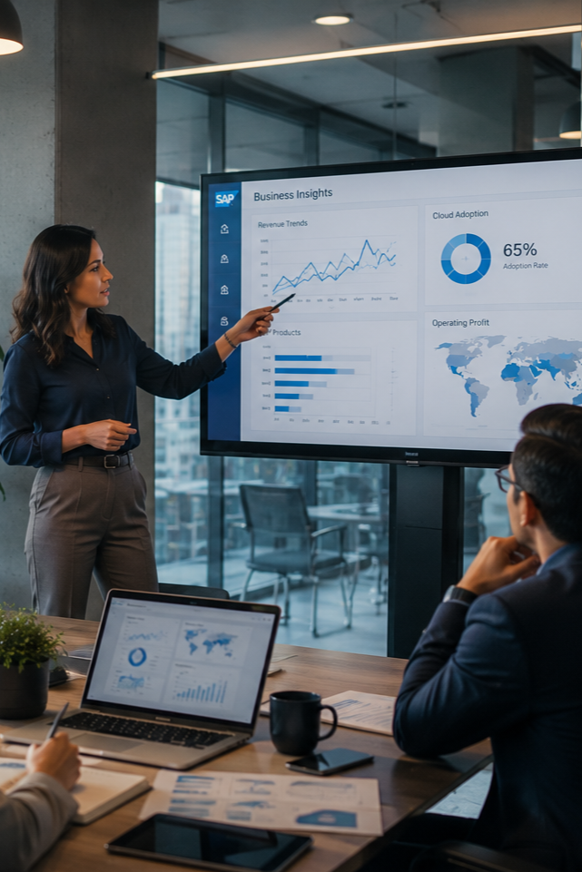 Consultores analizando soluciones SAP para la transformación digital de una empresa